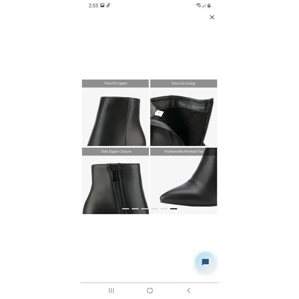 New Size 5.5 Dream Pairs Black PU Sianna-1 Chunky Heel Ankle Boots Booties
